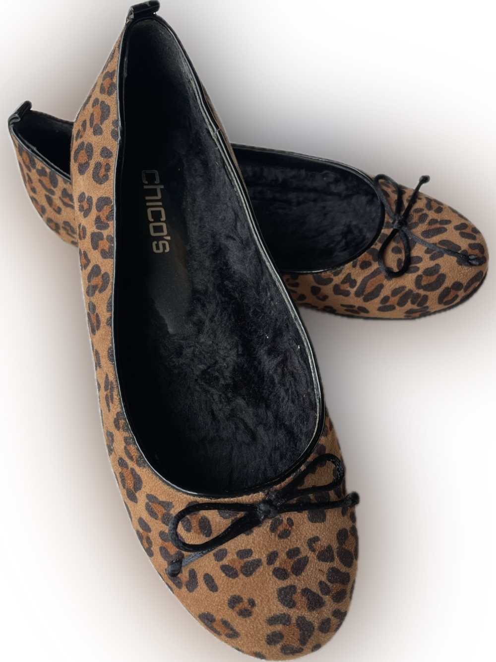 Chico's Leopard-Print Ballet Flats in Brown and Black Size 8